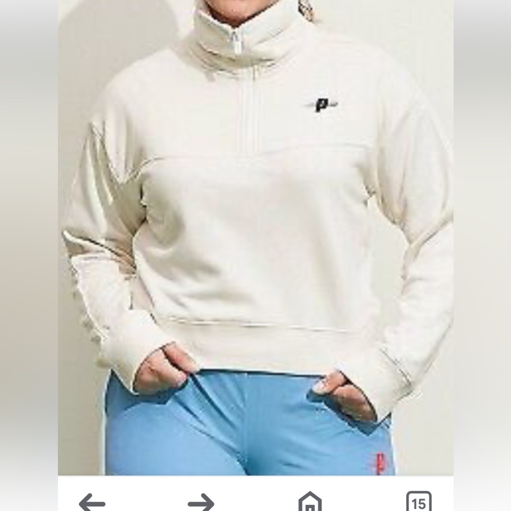 Prince Pickleball  Women’s French Terry 1/4. Zip Pullover Sweatshirt  Cream. XXL